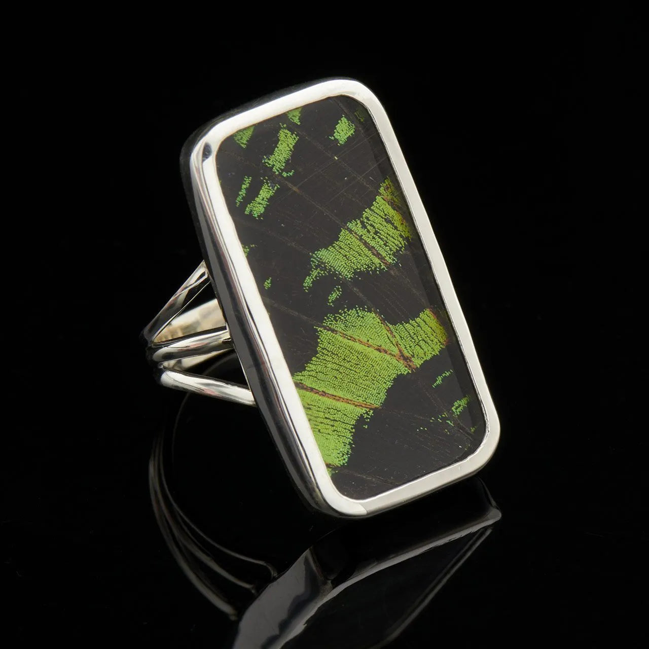 Urania Leilus Butterfly Fine Silver Square Ring