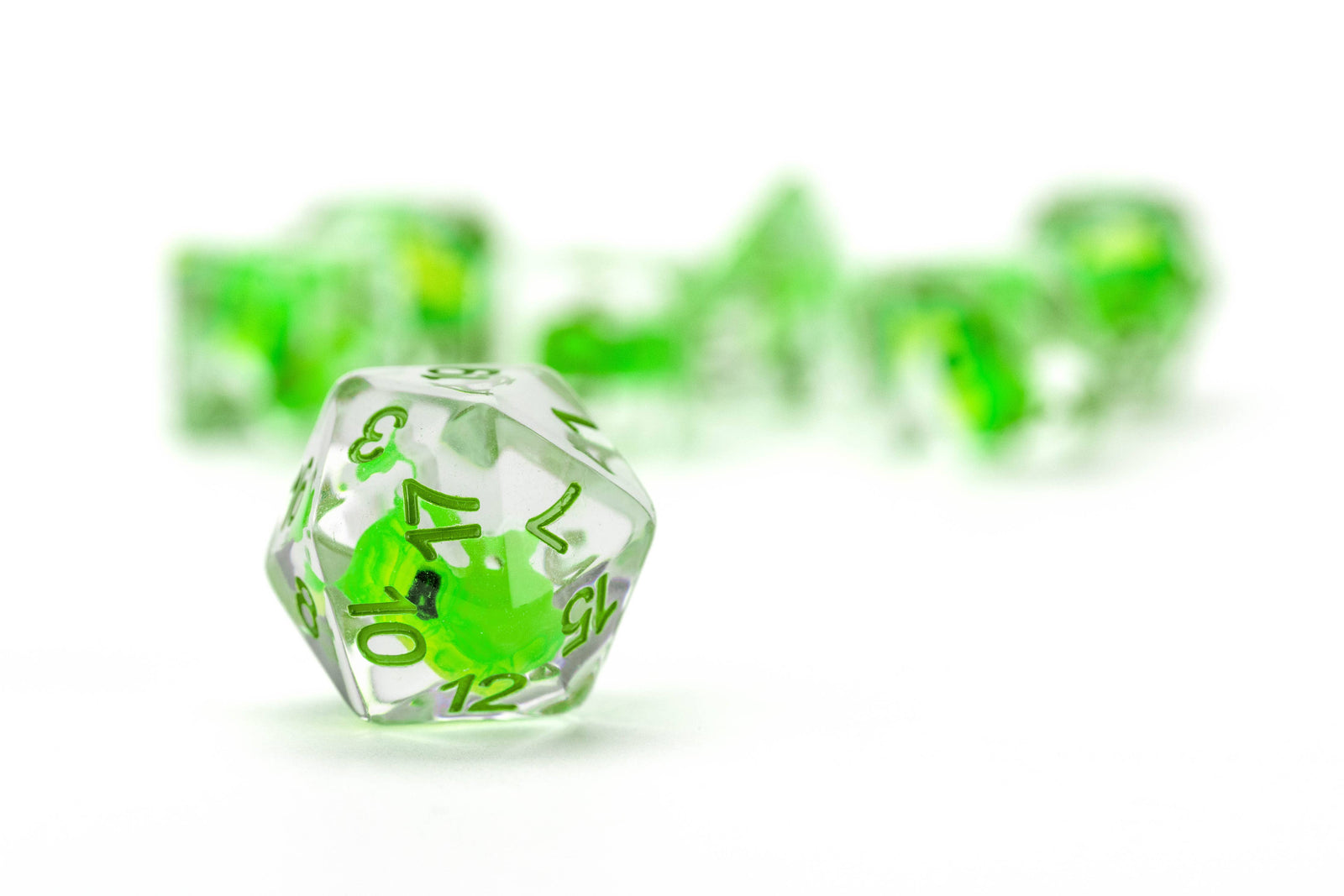 D&D Dragon Storm Inclusion Resin Dice Set: Green Dragon
