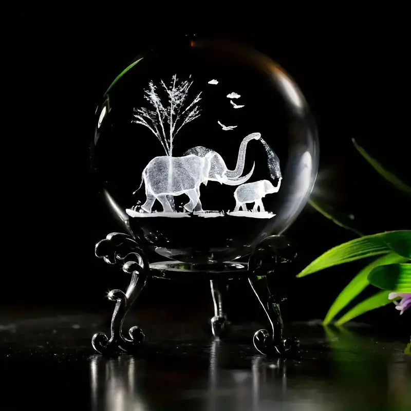 Clear Glass Sphere with Engraved Image