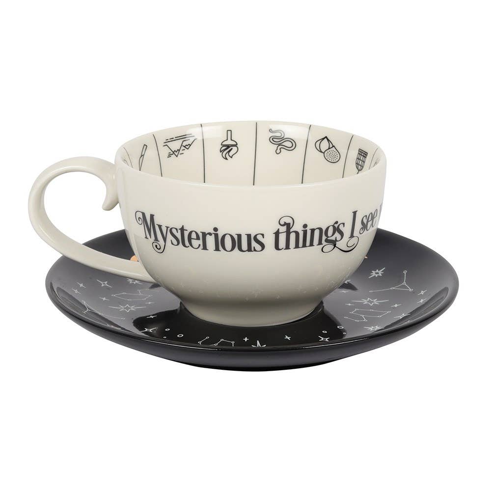 Ceramic Fortune Telling Teacup with Saucer 7"