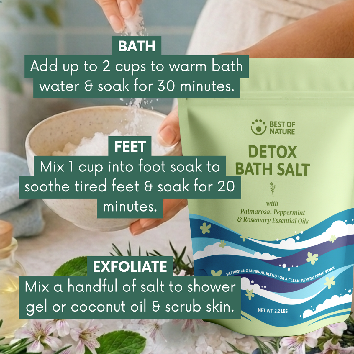 Detox Mineral Bath Salt with Pure Essential Oils
