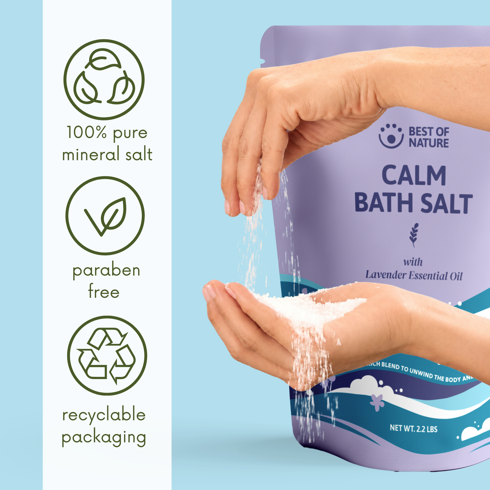 Calm Mineral Bath Salt with Lavender Essential Oil