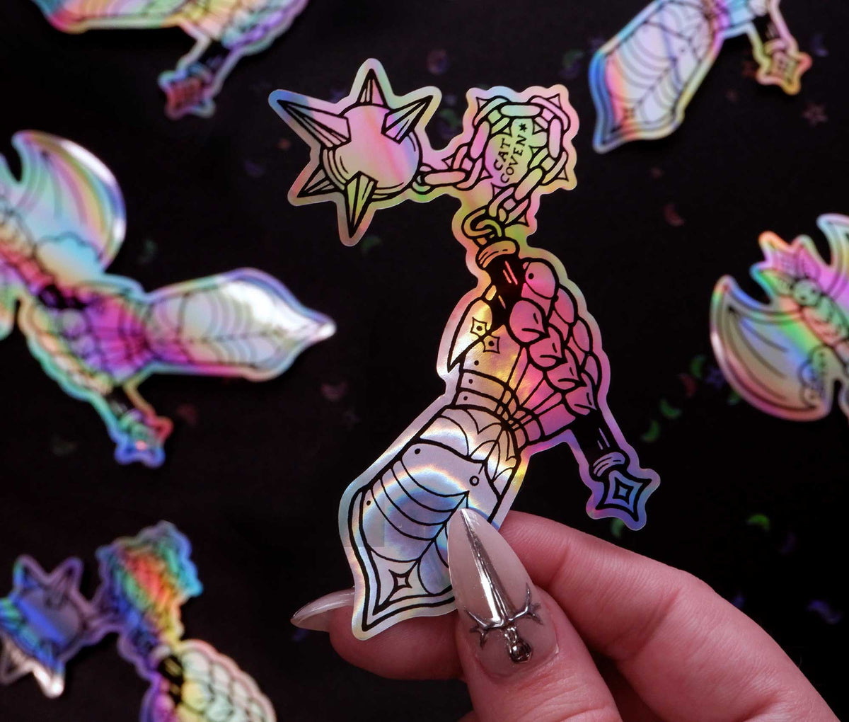 Flail &amp; Gauntlet - Holographic Sticker