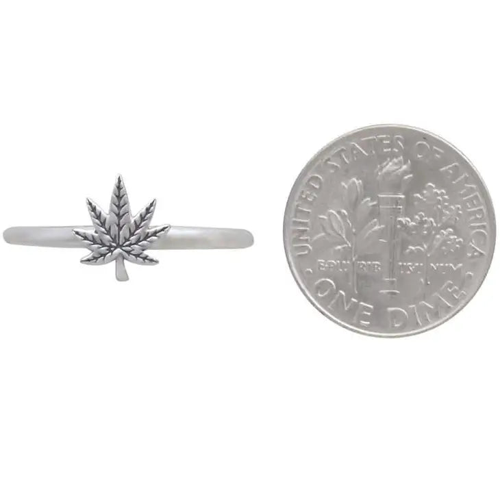 Sterling Silver Pot Leaf Ring