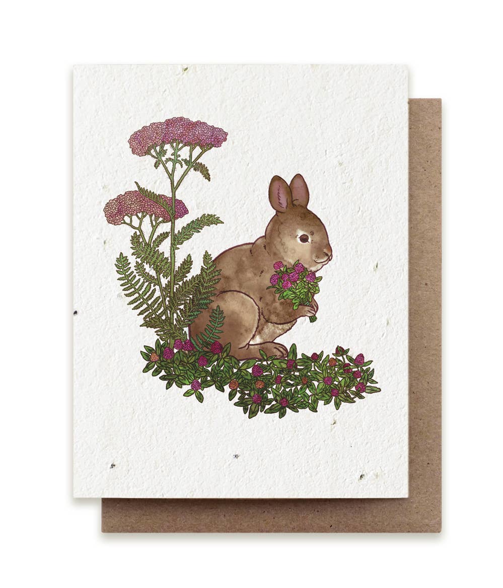 Rabbit Gathering Herbs Plantable Herb Seed Card