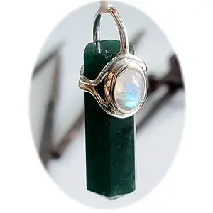 Jade & Moonstone Stone Pendant Point