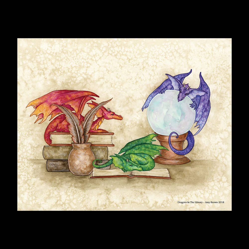 Dragons In The Library by Amy Brown – 8x10 Signed Fantasy Art Print