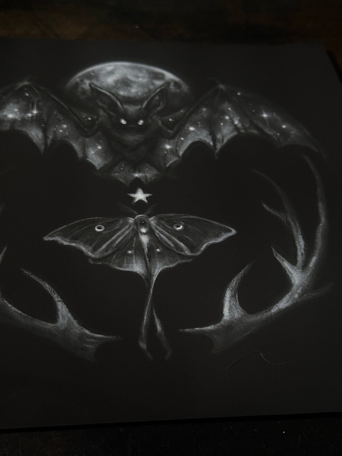 Lullaby - Bat and Luna Moth Print