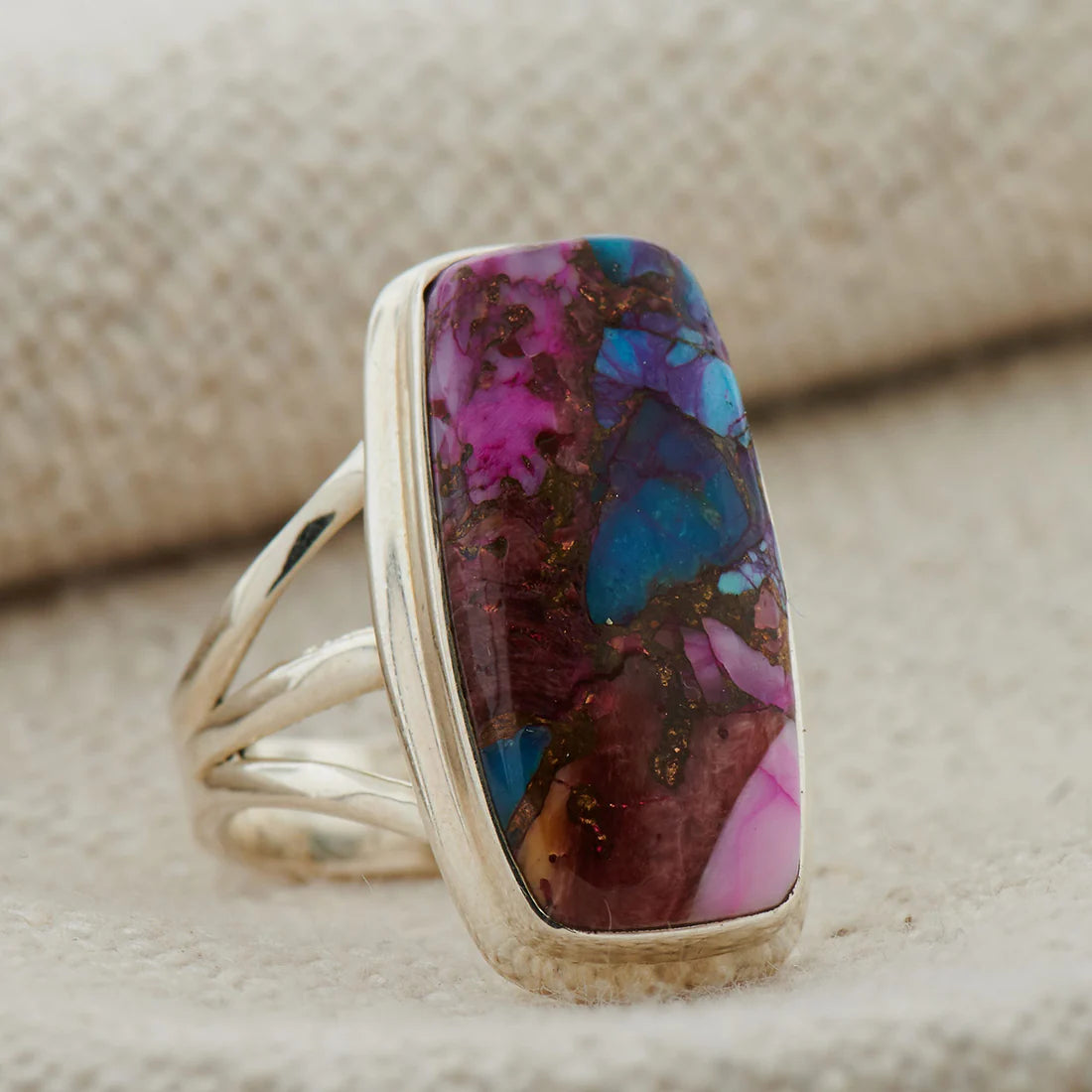 Kingman Pink Dahlia Tq. Sterling Silver Ring