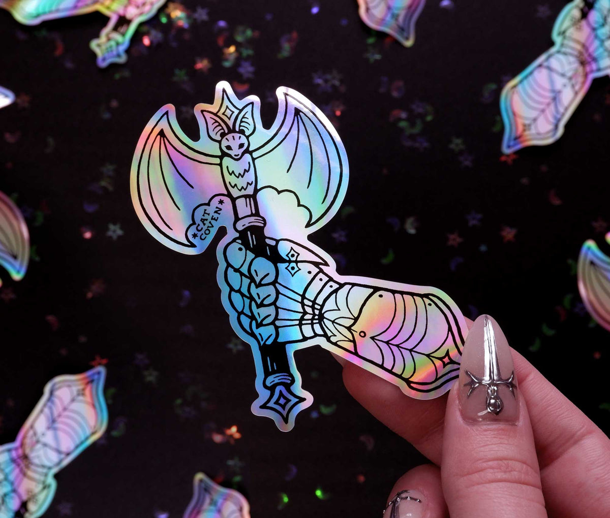 Battle Axe &amp; Gauntlet - Holographic Sticker