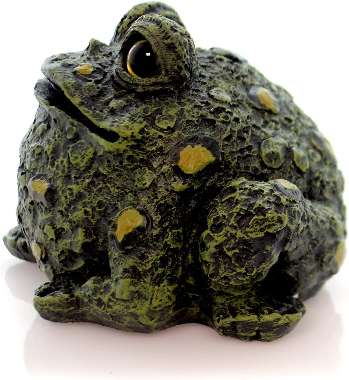 Toad Hollow Dark Natural Toad Statue with Glass Eyes | Hand-Painted Garden Toad Decor