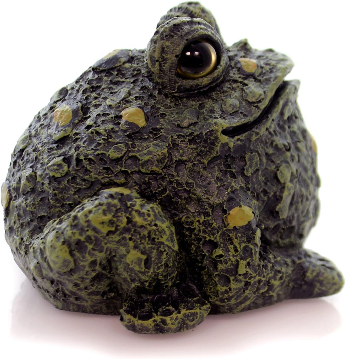 Toad Hollow Dark Natural Toad Statue with Glass Eyes | Hand-Painted Garden Toad Decor