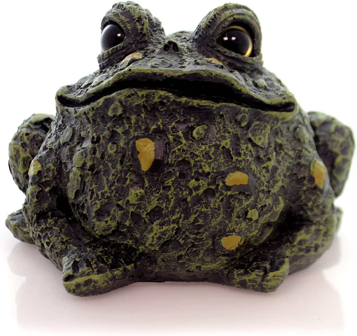 Toad Hollow Dark Natural Toad Statue with Glass Eyes | Hand-Painted Garden Toad Decor