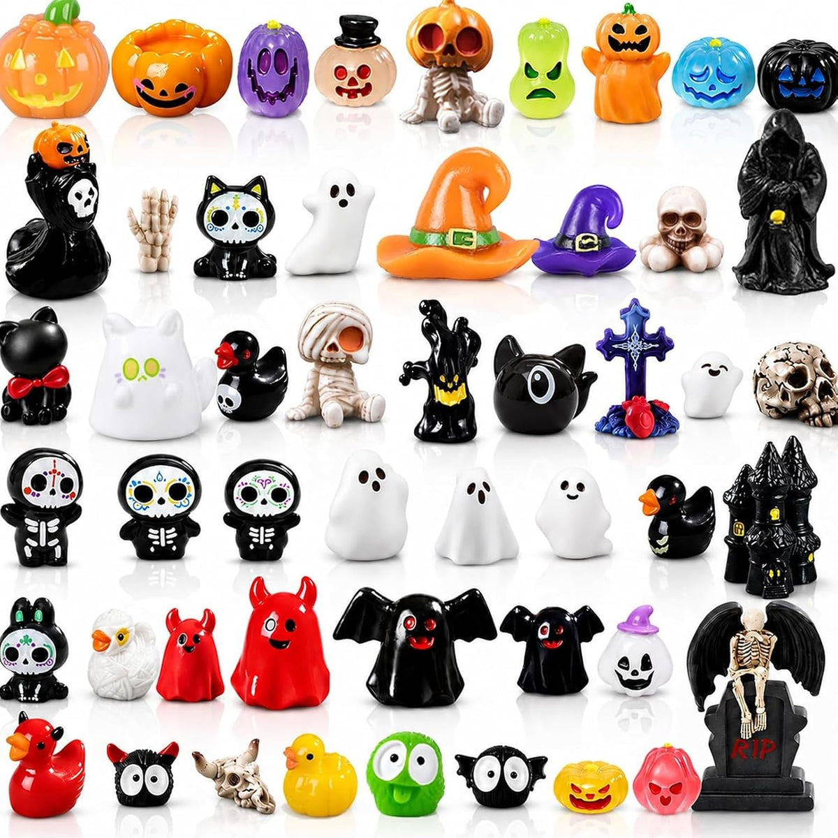 Halloween Mini Figurine – Random Spooky Surprise | Assorted Resin Pumpkins, Ghosts, Cats &amp; More