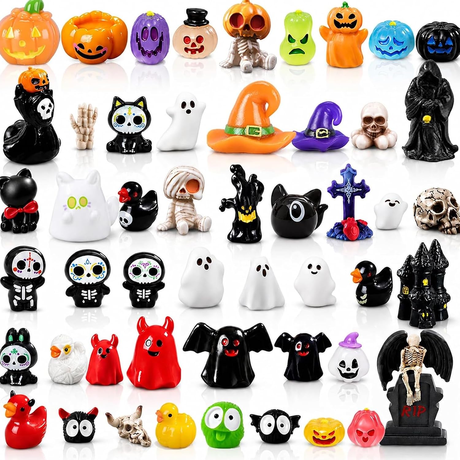 Halloween Mini Figurine – Random Spooky Surprise | Assorted Resin Pumpkins, Ghosts, Cats & More