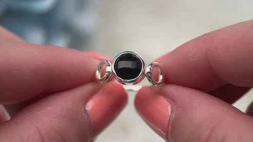 Black Onyx Sterling Silver Trinity Ring