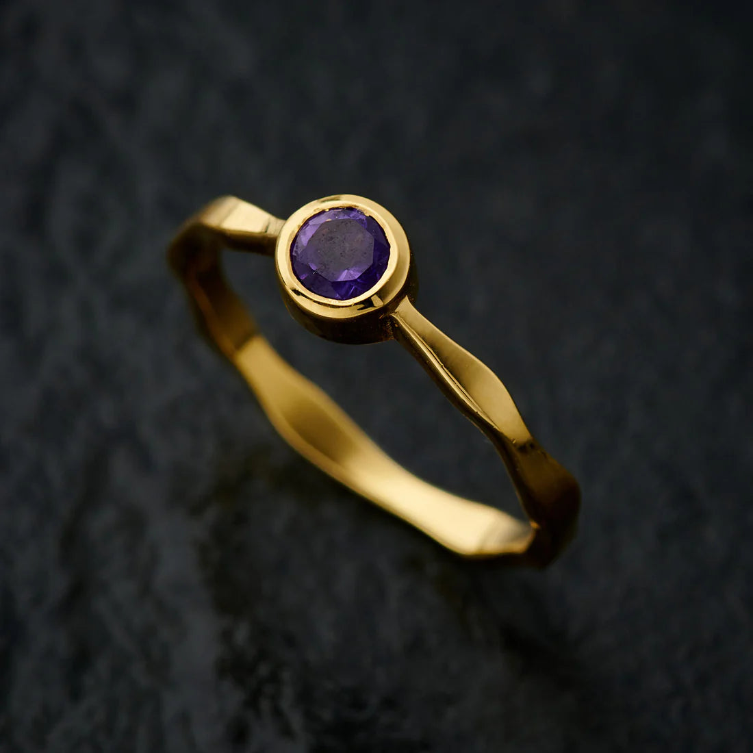 Amethyst 18K Vermeil Gold Wavy Ring