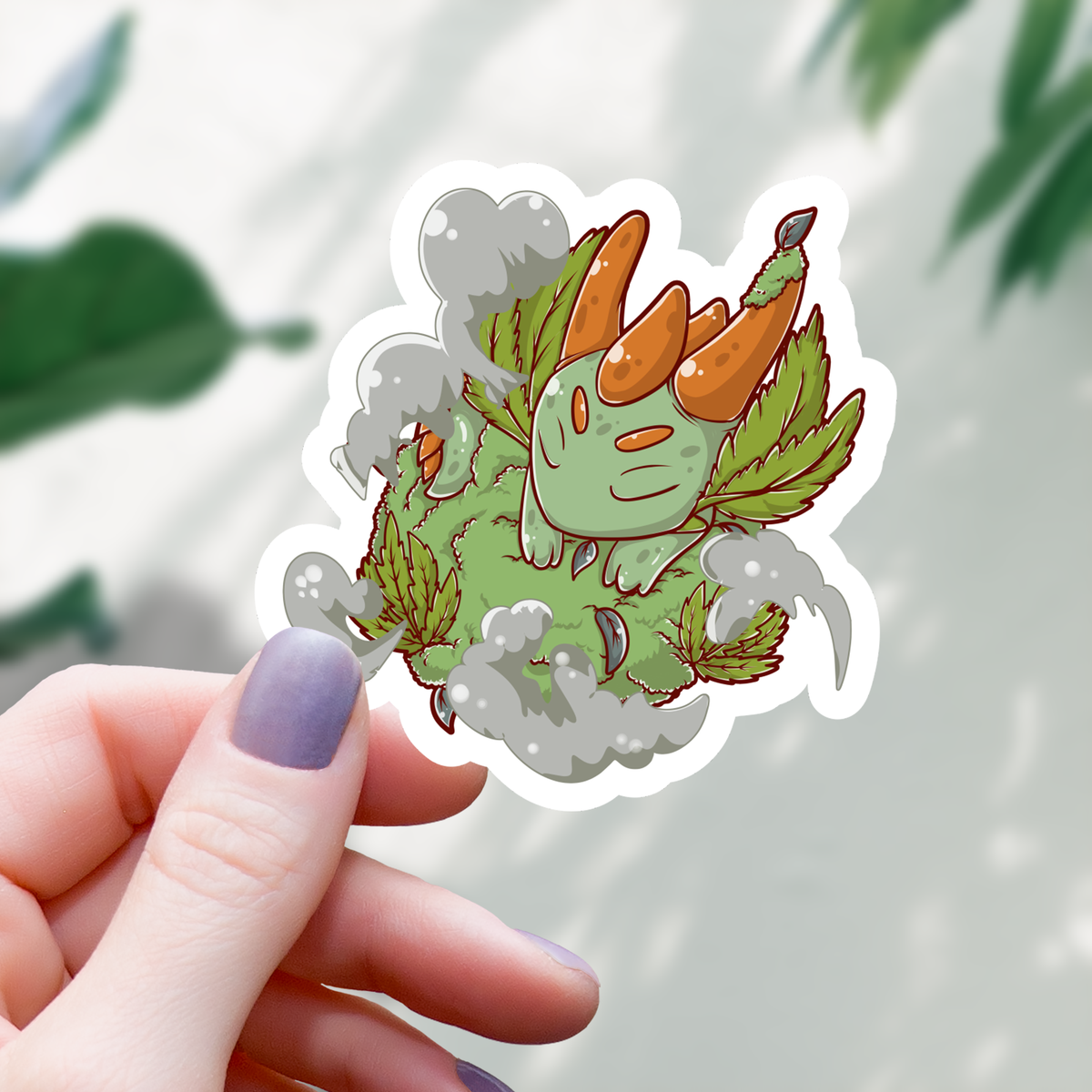 Smoke Cannabis Dragon Sticker - 3&quot;