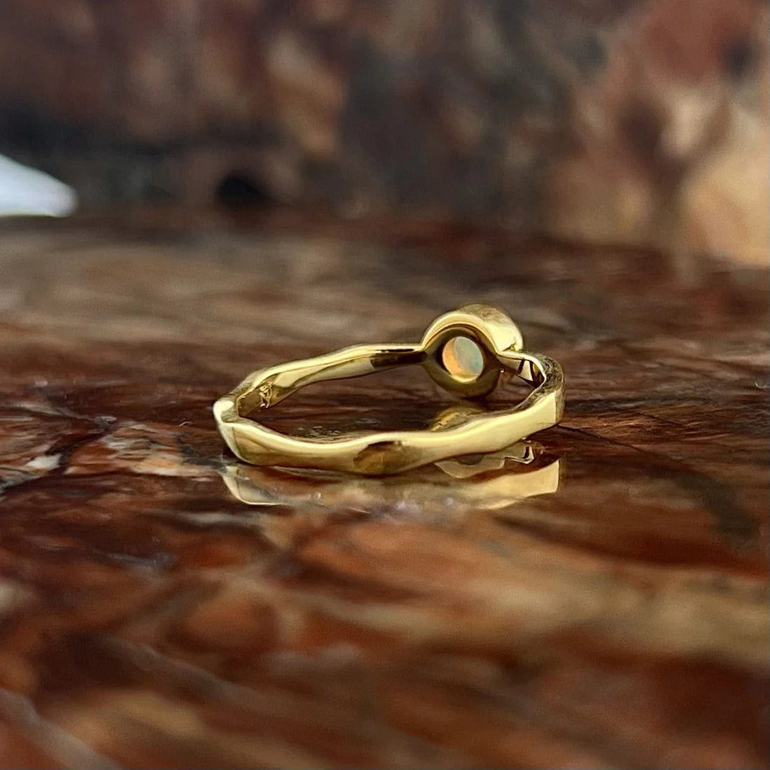 Ethiopian Opal 18K Vermeil Gold Wavy Ring