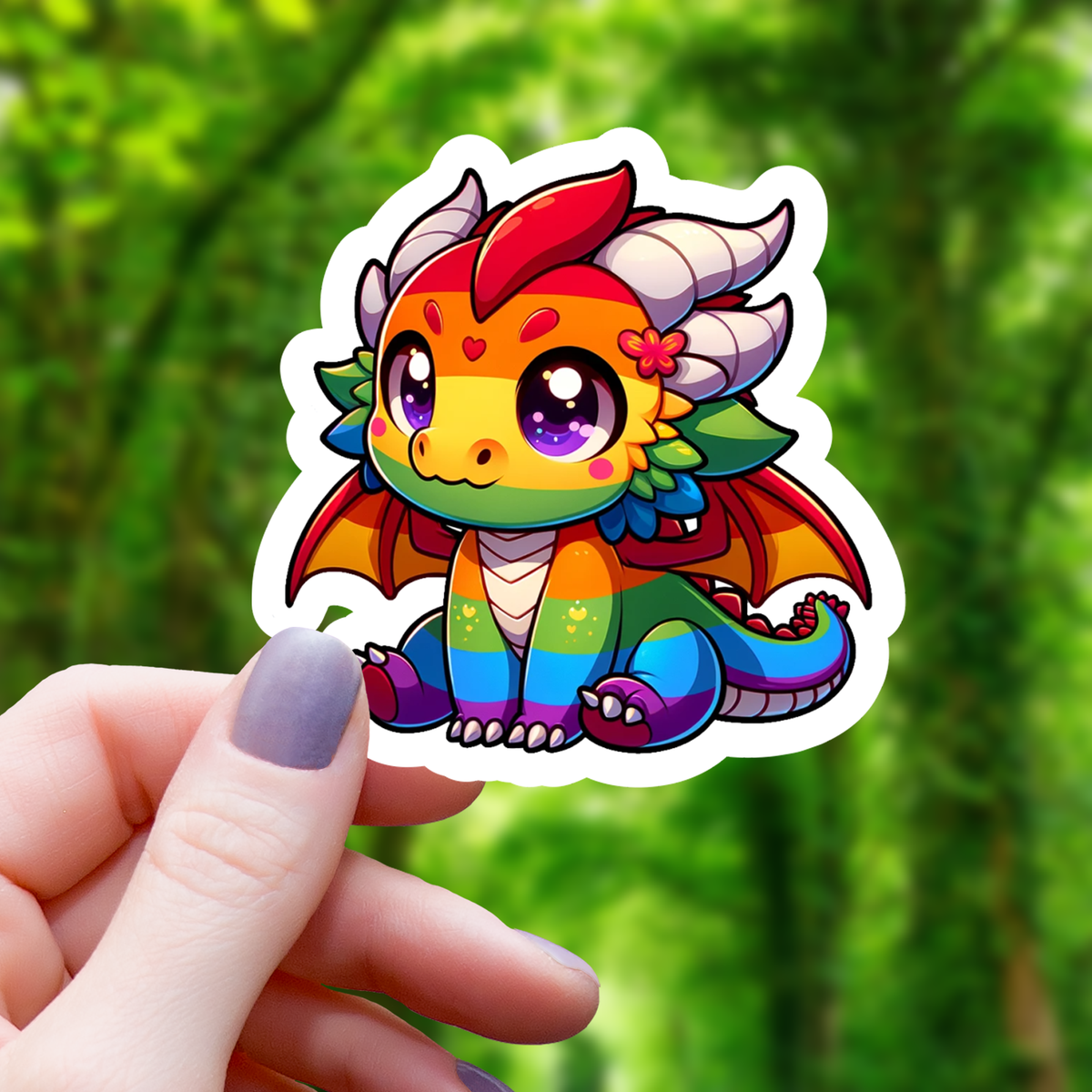 Chibi Pride Dragon Sticker - 3&quot;