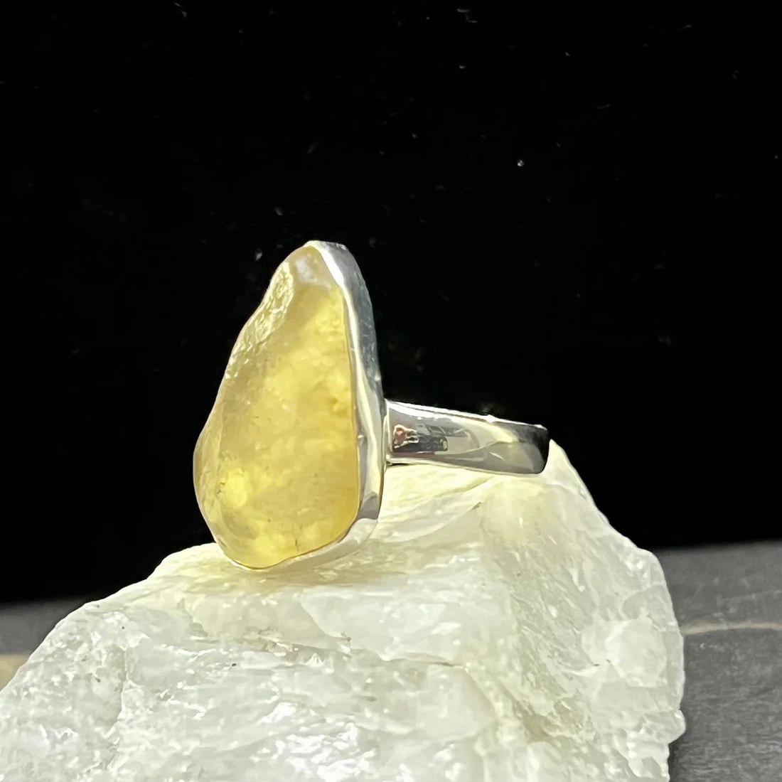 Libyan Golden Tektite Sterling Silver Ring