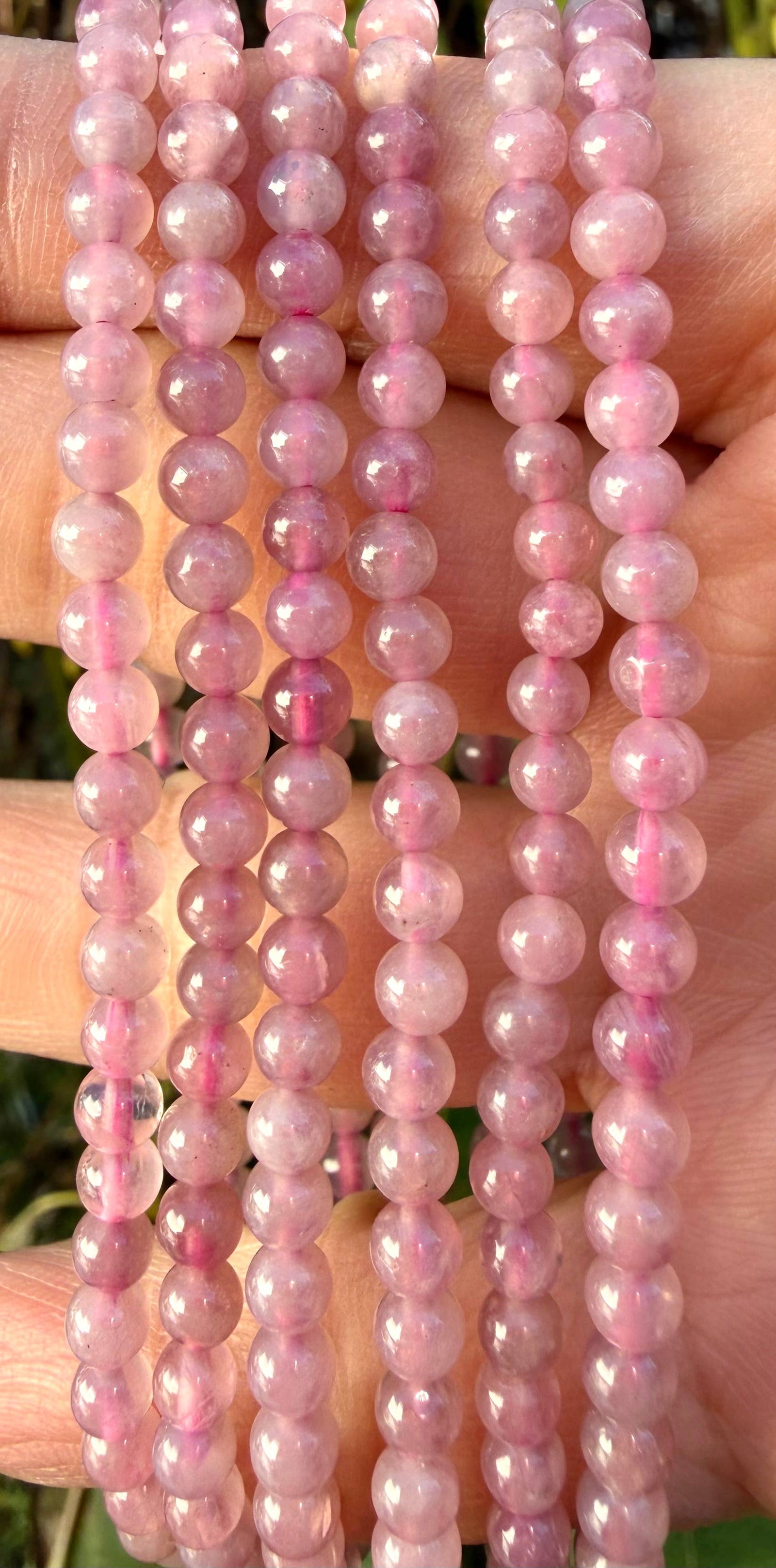 Natural Purple Rose Quartz Stretch Bracelet (4mm, 7.5”)