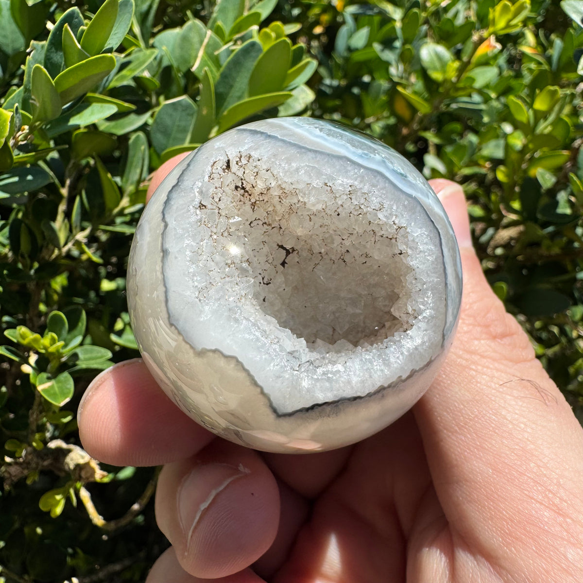 Natural Druzy Onyx Sphere Polished Crystal with Druzy Pockets