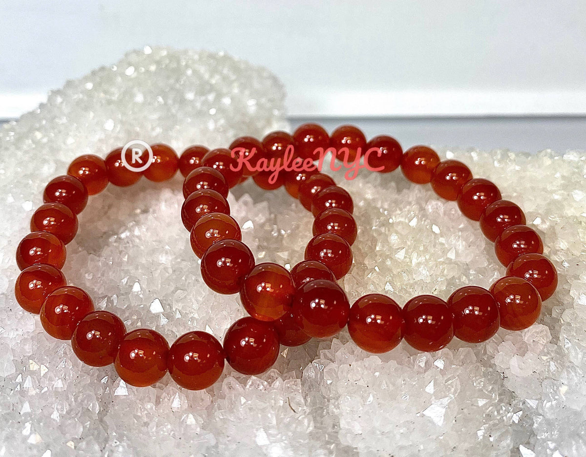 Carnelian 8mm 7.5” Crystal Healing Stretch Bracelet
