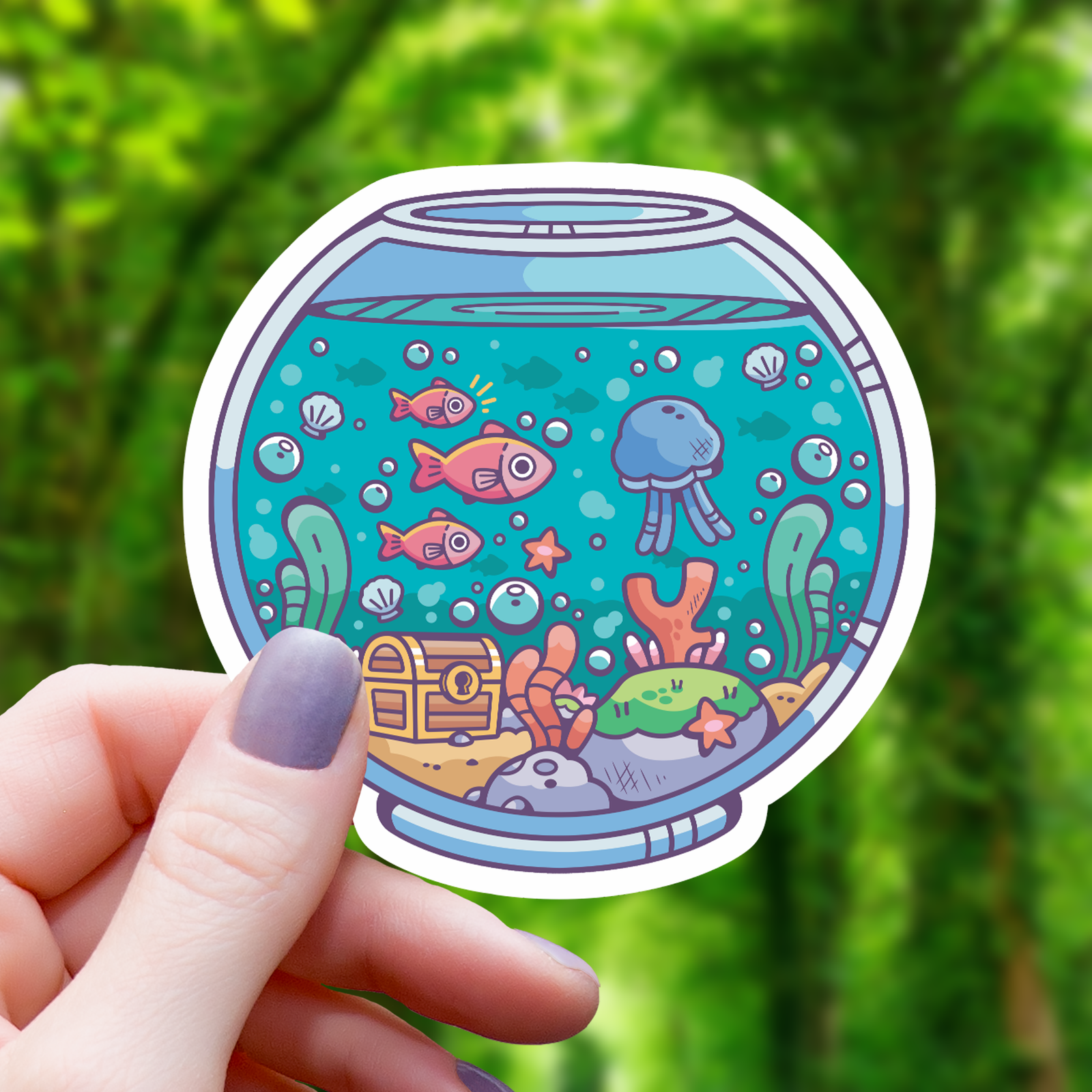 Under The Sea Fishtank Sticker - 3"