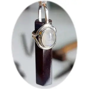 Garnet and Moonstone Point Sterling Silver Pendant
