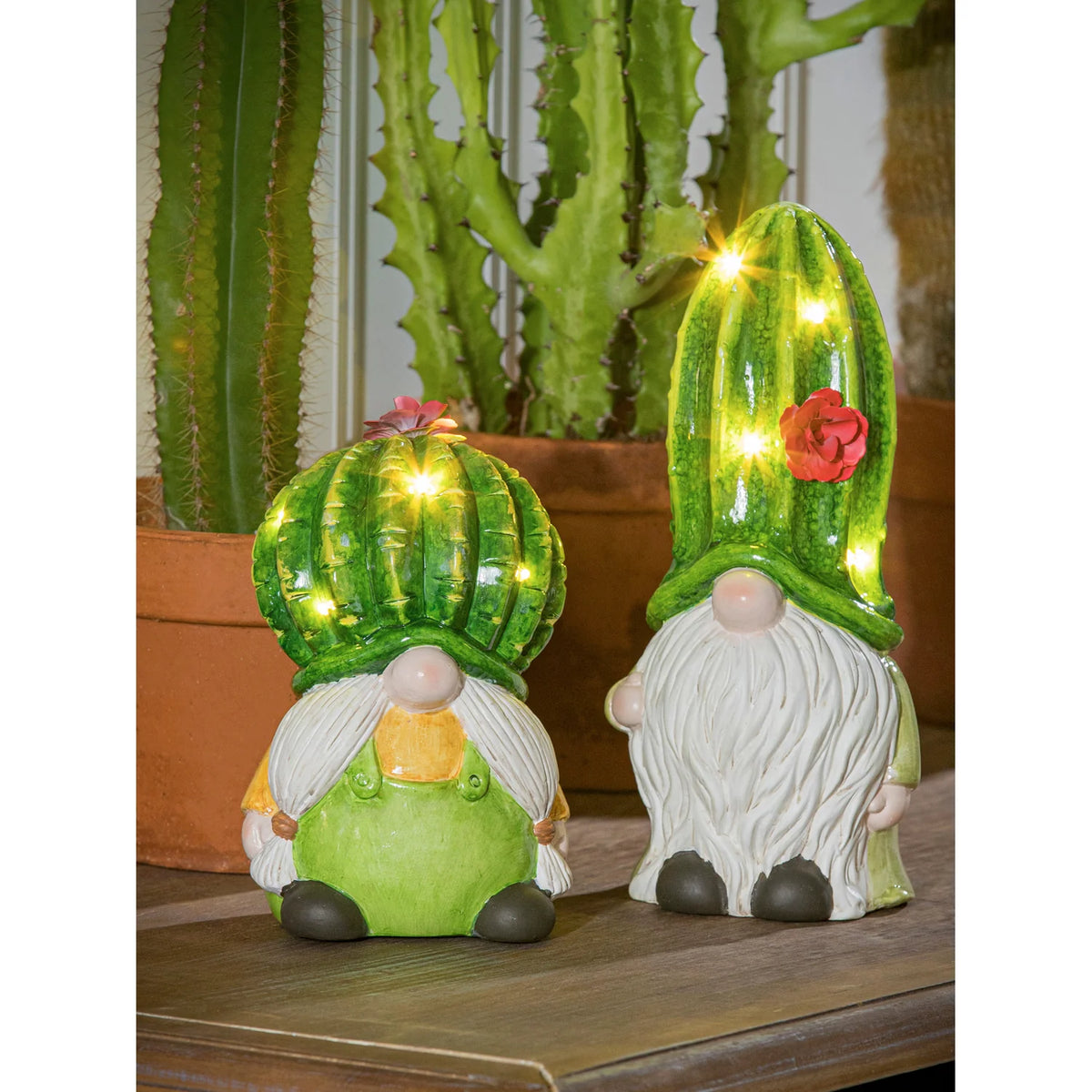 LED Ceramic Cactus Gnome