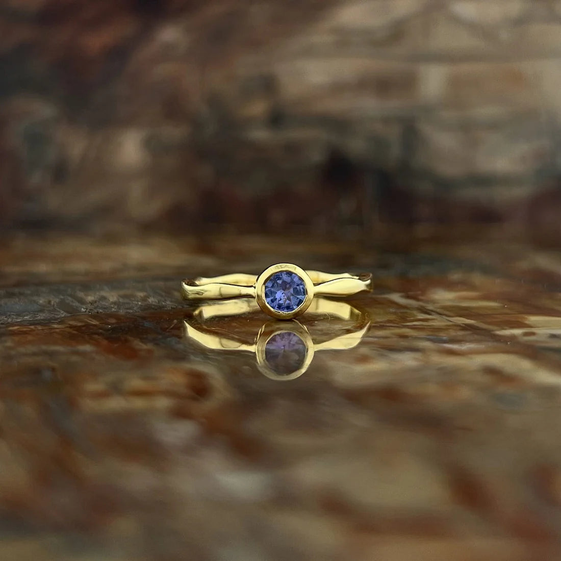 Tanzanite 18K Vermeil Gold Wavy Ring