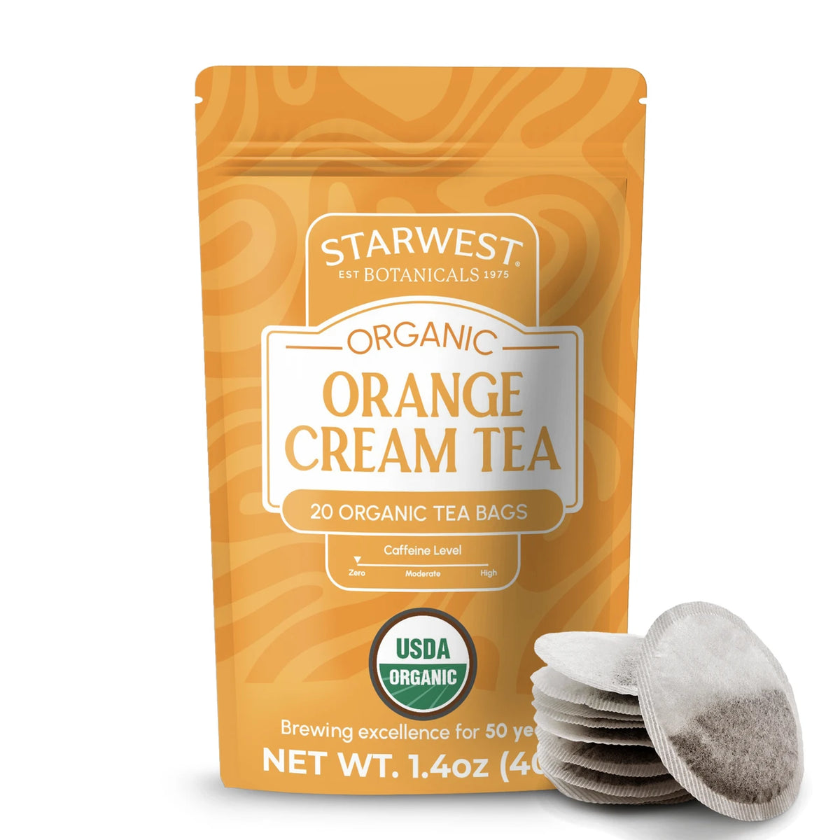 Organic Orange Cream Tea Bags – Caffeine-Free Citrus Vanilla Herbal Tea | Rooibos &amp; Orange Peel, 20 Bags