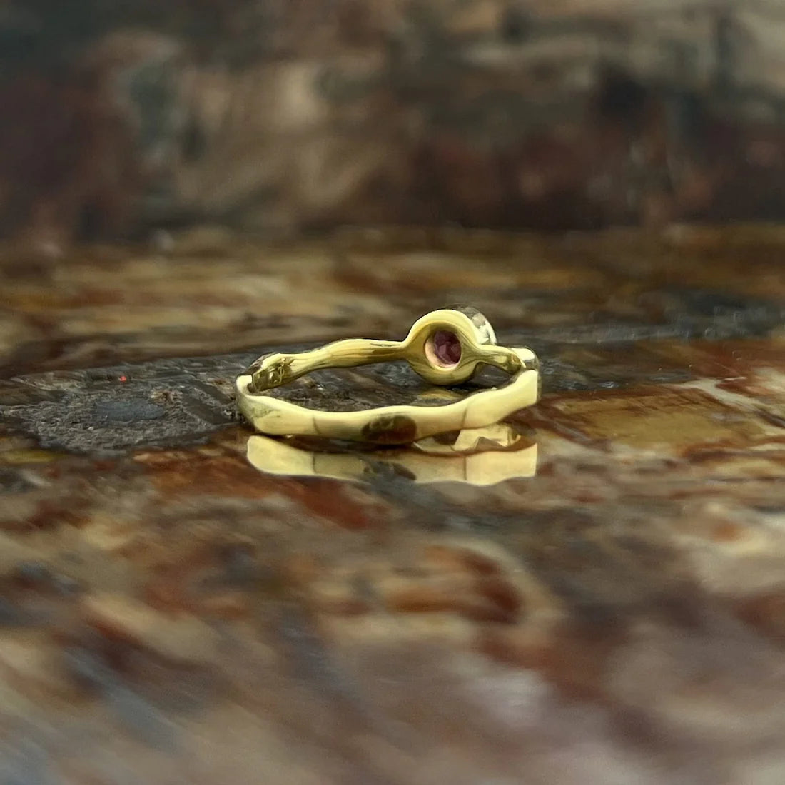 Pink Tourmaline 18K Vermeil Gold Wavy Ring