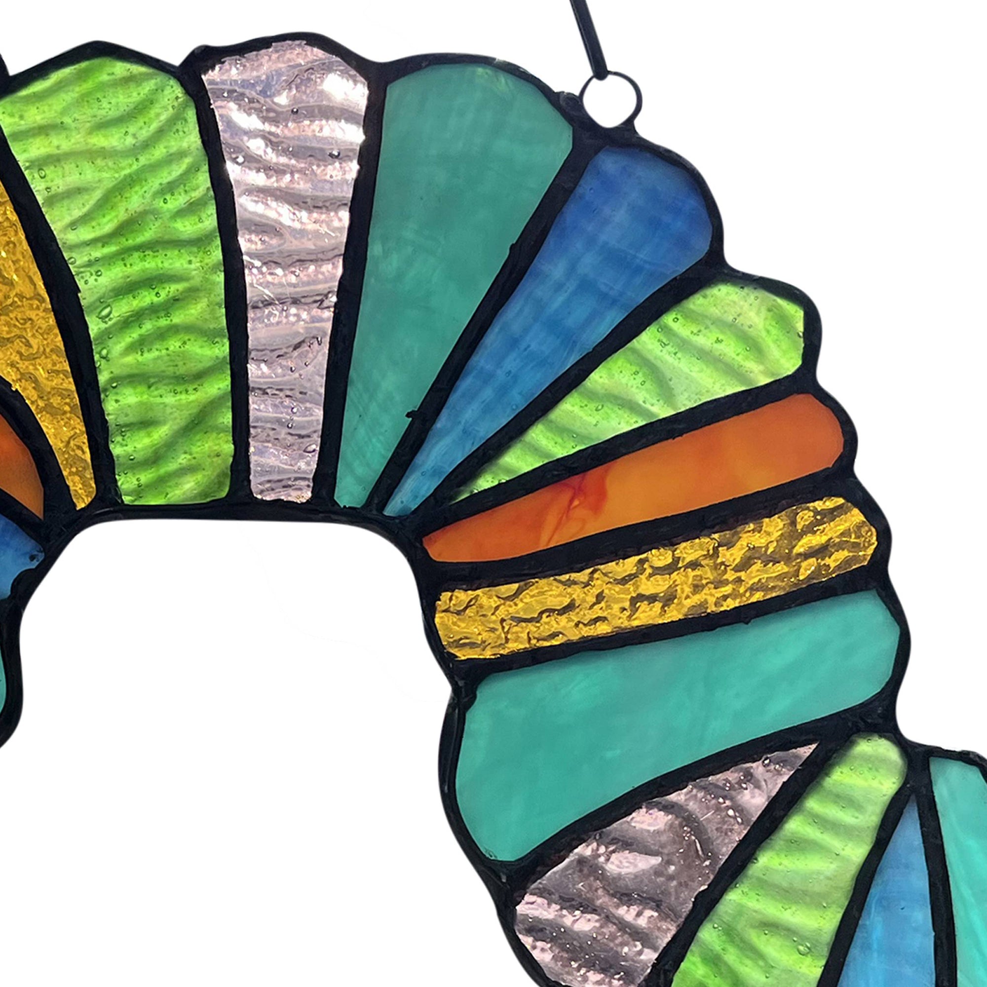 Colorful Hungry Caterpillar Stained Glass Window Panel 6.5"H