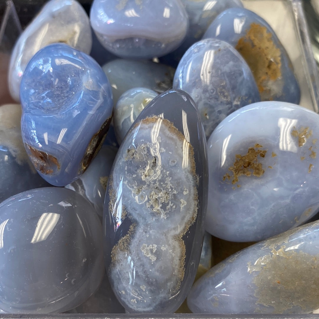 Blue Chalcedony Pebble Tumbled Gemstone