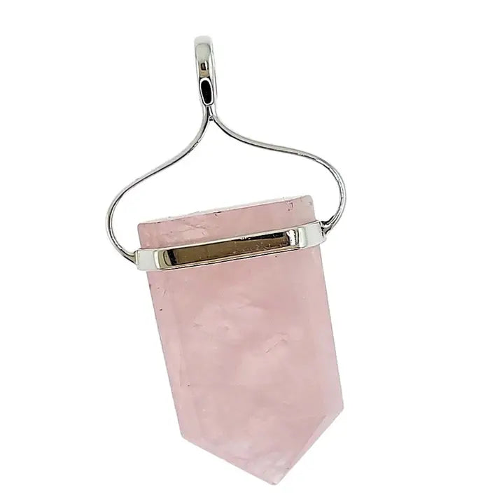 Rose Quartz Flat Crystal Point Pendant