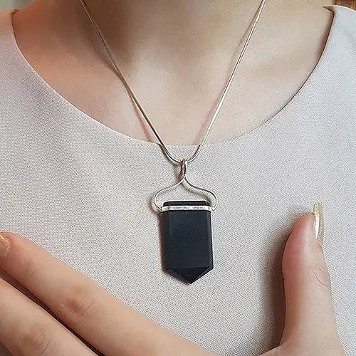 Black Tourmaline Flat Crystal Point Pendant