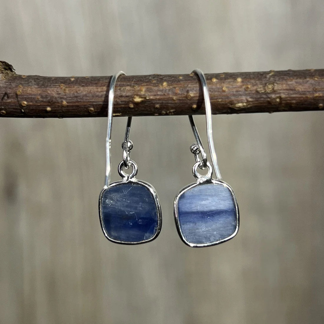 Blue Kyanite Dangle Earrings Sterling Silver