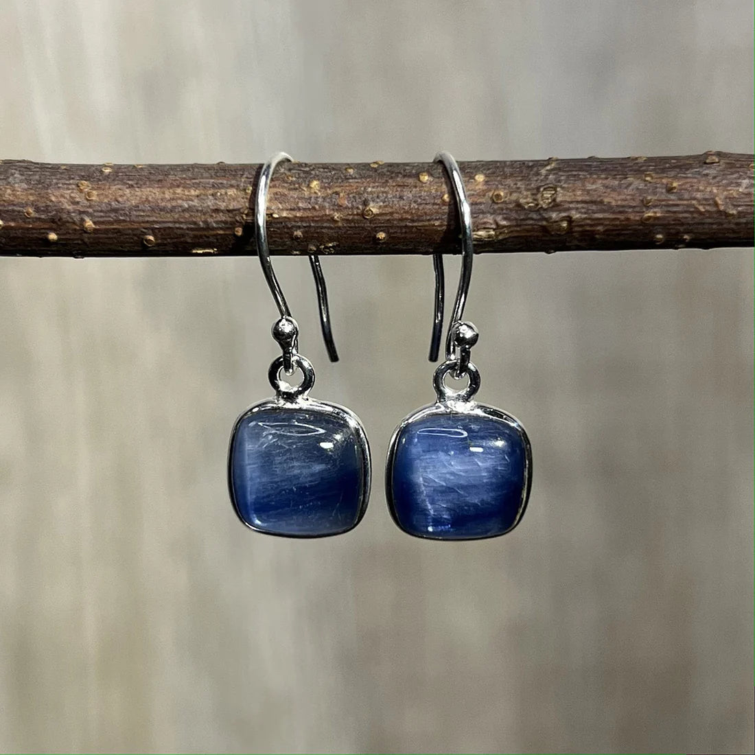 Blue Kyanite Dangle Earrings Sterling Silver