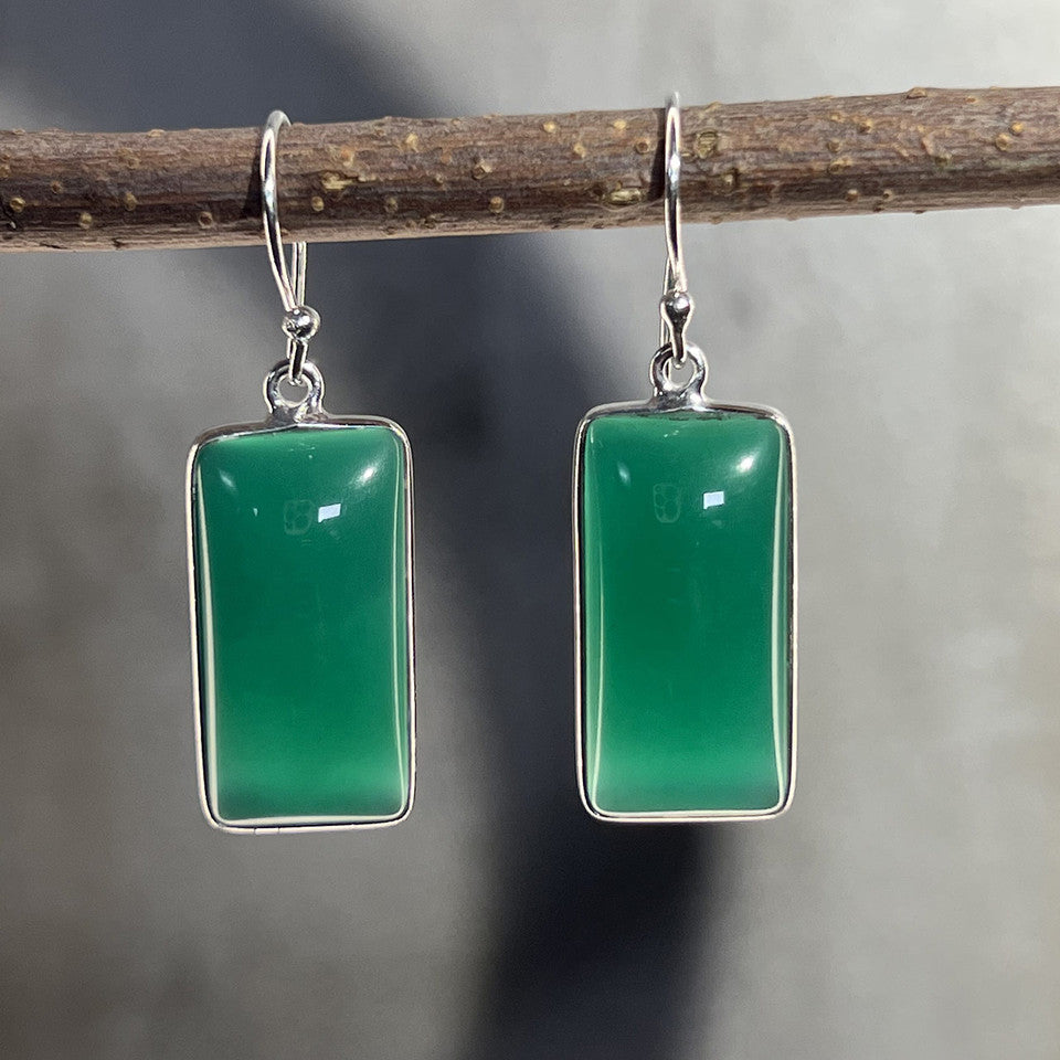Green Onyx Sterling Silver Dangle Earrings