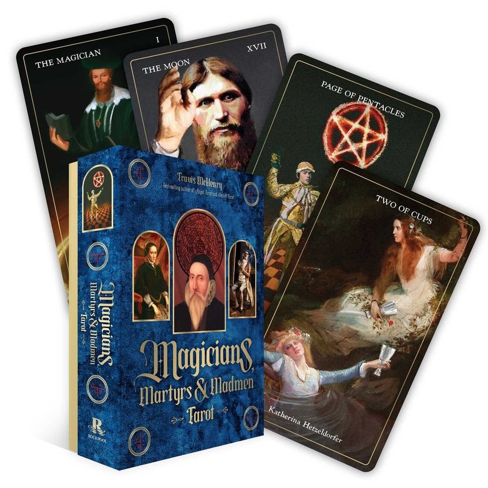 Magicians, Martyrs and Madmen Tarot deck box by Travis McHenry, Rockpool Publishing