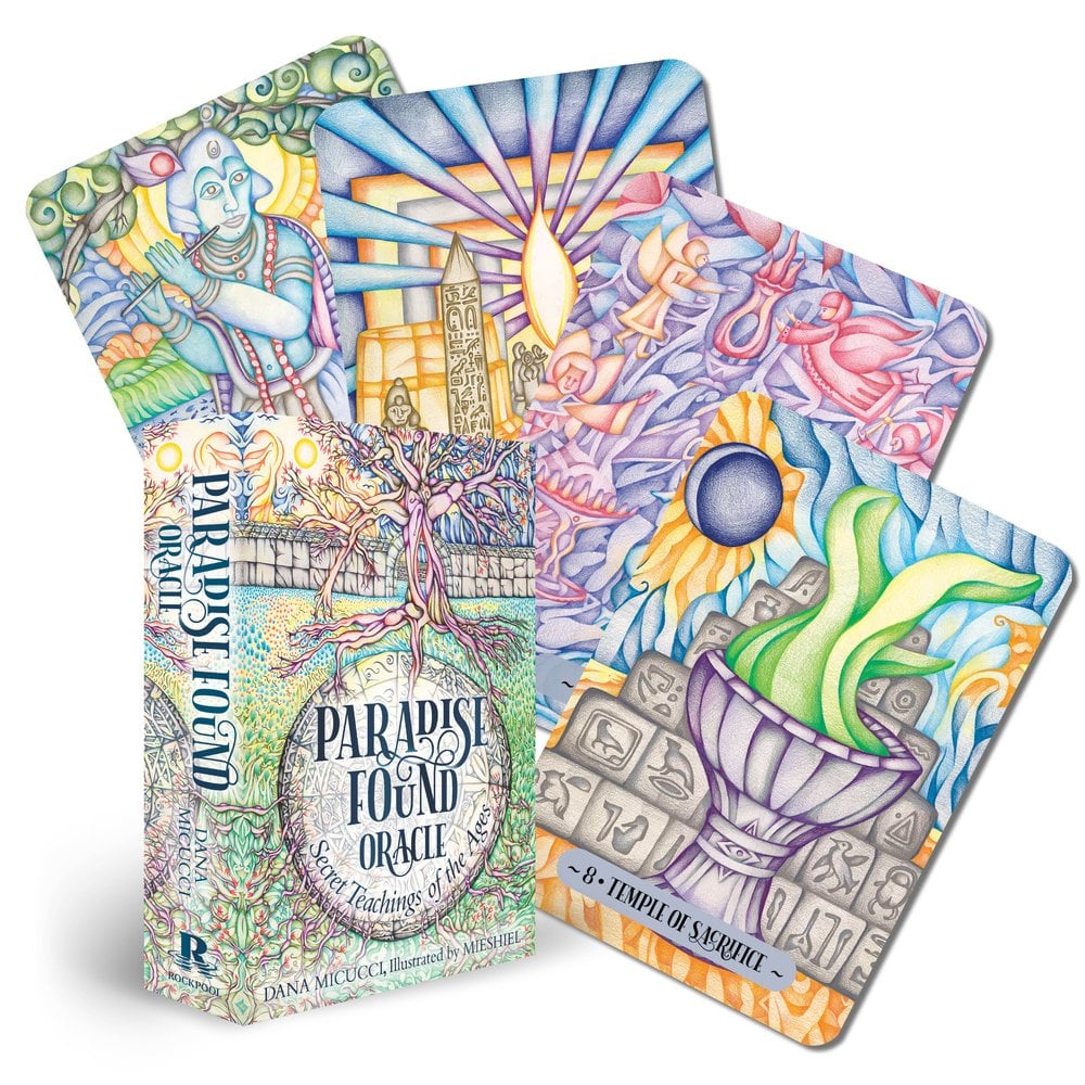 Paradise Found Oracle deck box by Dana Micucci with art by Mieshiel, Rockpool Publishing