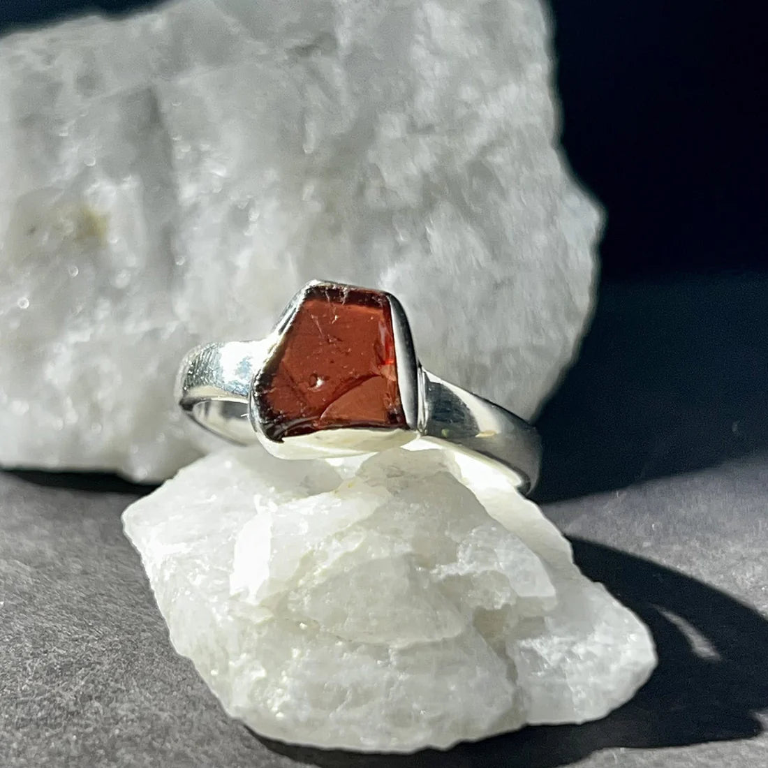 Natural Garnet Sterling Silver Ring
