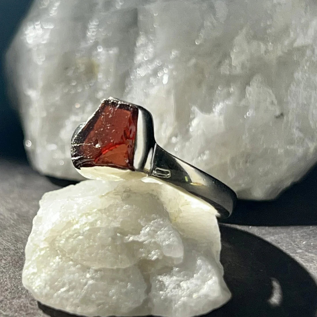 Natural Garnet Sterling Silver Ring
