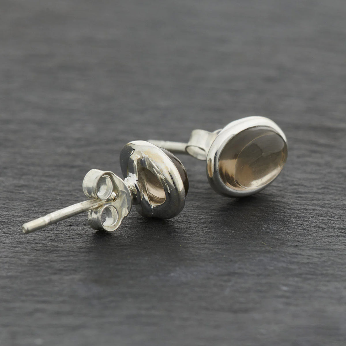 Smokey Quartz Sterling Silver Stud Earrings