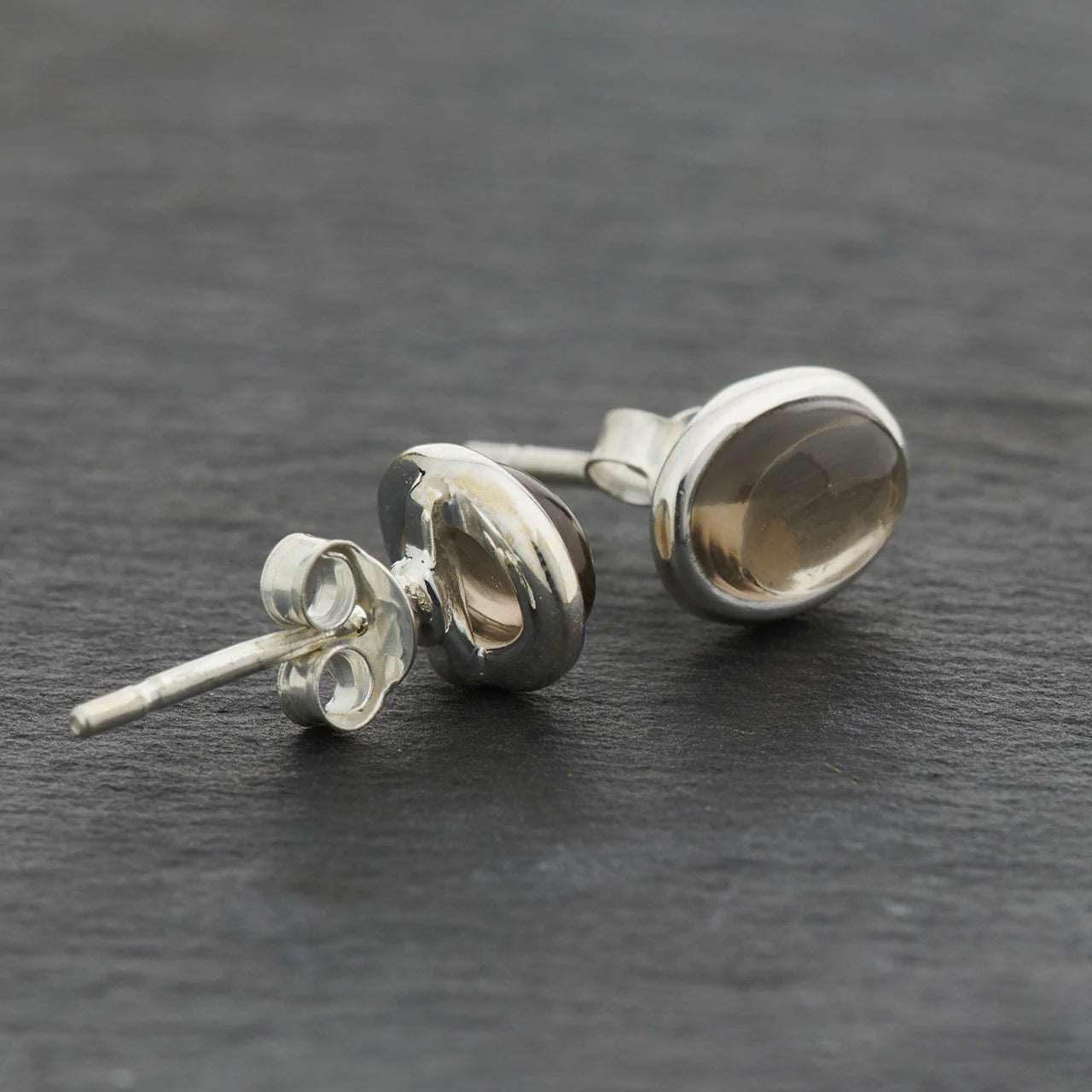 Smokey Quartz Sterling Silver Stud Earrings