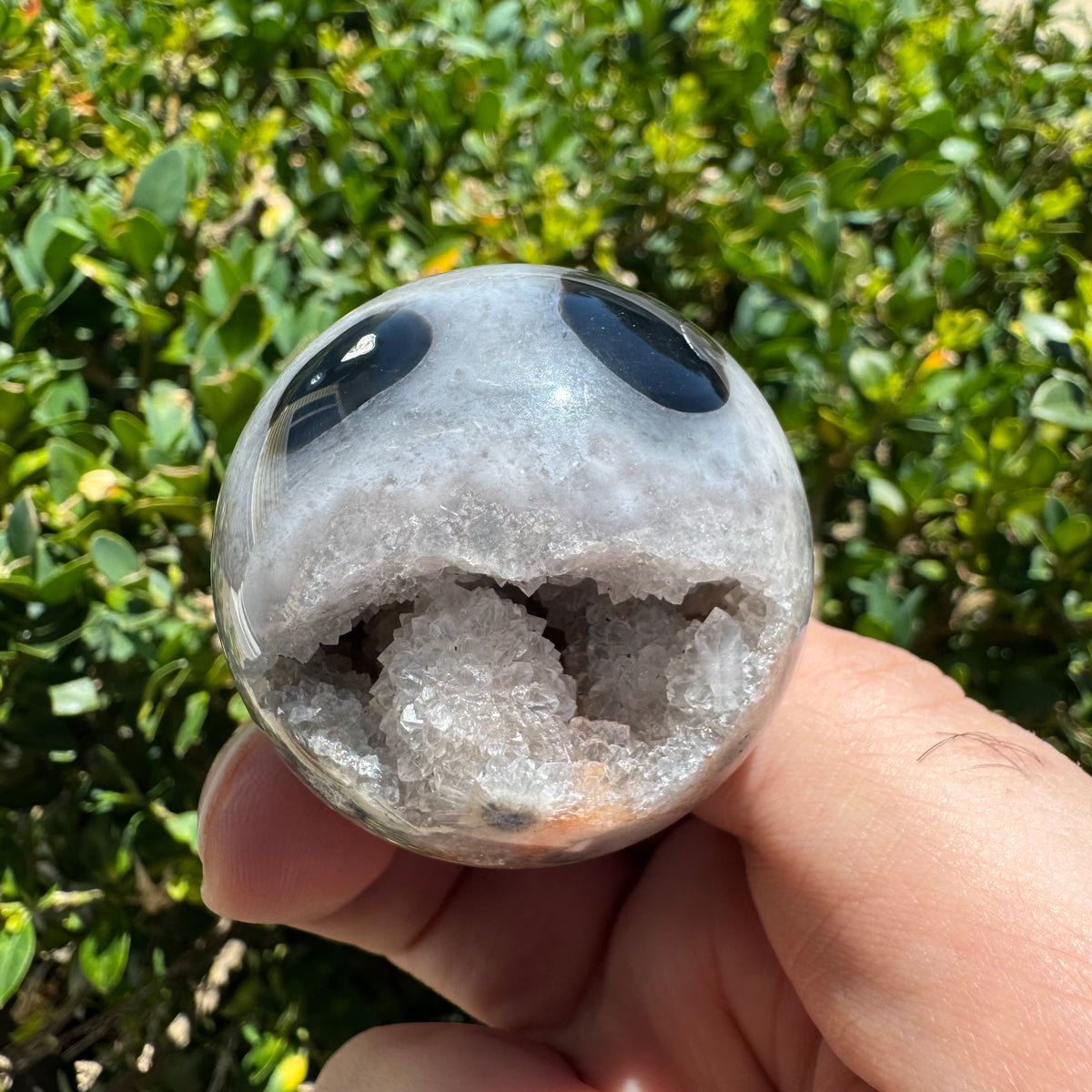 Natural Druzy Onyx Sphere Polished Crystal with Druzy Pockets