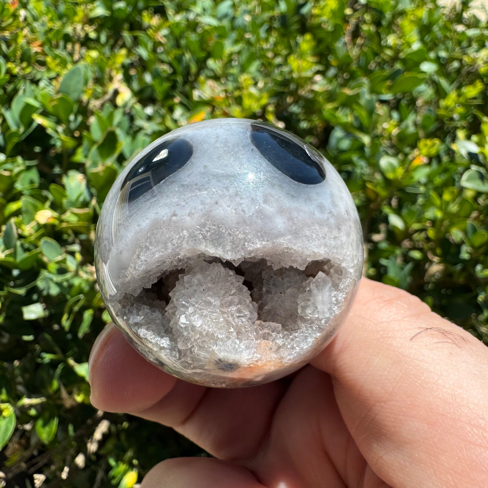 Natural Druzy Onyx Sphere Polished Crystal with Druzy Pockets
