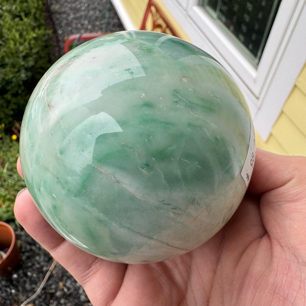 Emerald Matrix Crystal Sphere – 816g Natural Polished Green Stone Ball | Unique Cream Matrix &amp; Emerald Accents